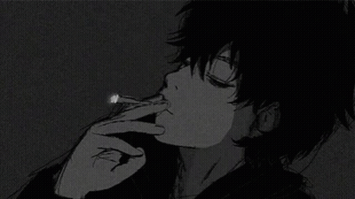 Black And White Drawing Of Young Boy Smoking Cigarette GIF