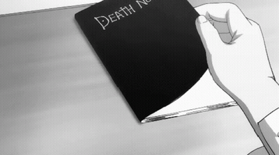 Black And White Drawing Person Holding Death Note GIF