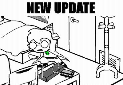 Black And White Drawing Person In Bed Saying New Update GIF
