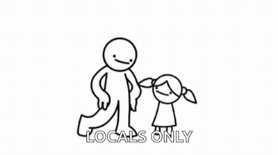Black And White Drawing Person Kicking Another Saying Locals Only GIF
