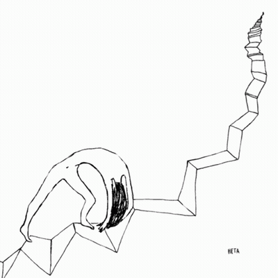 Black And White Drawing Person Laying On Box GIF