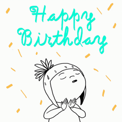 Black and White Drawing Saying Happy Birthday
