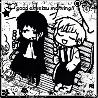 Black And White Drawing Two People Good Akuatsu Morning GIF