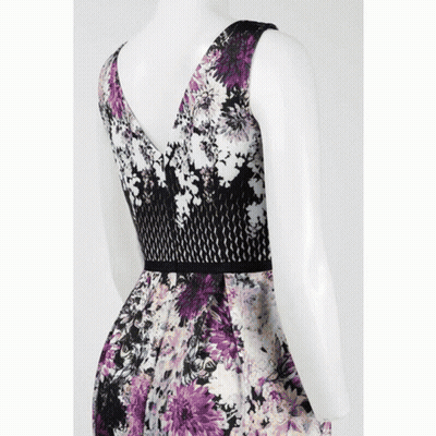 Black And White Dress With Purple Flowers GIF