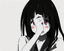 Black And White Eru Chitanda Blushing Anime GIF