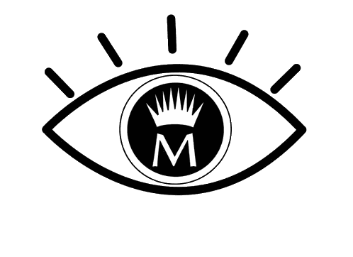 Black And White Eye Drawing With Crown Sticker