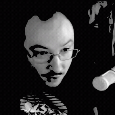 Black And White Face With Bottle GIF