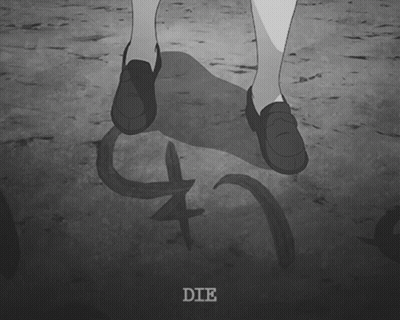 Black And White Feet Drawing Saying Die GIF