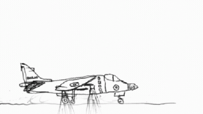 Black And White Fighter Jet With Letters A And B GIF