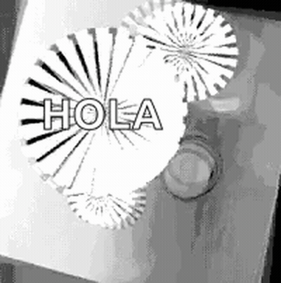 Black And White Fireworks Display Saying Hola GIF