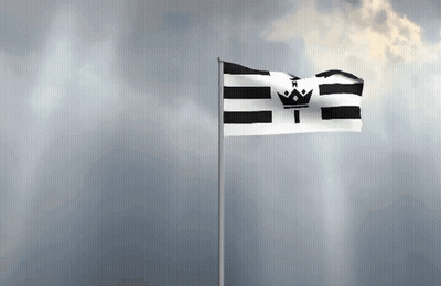 Black And White Flag With A Crown On It GIF