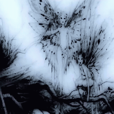 Black And White Flower With Wings GIF