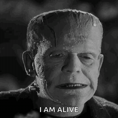 Black And White Frankenstein I Am Alive GIF
