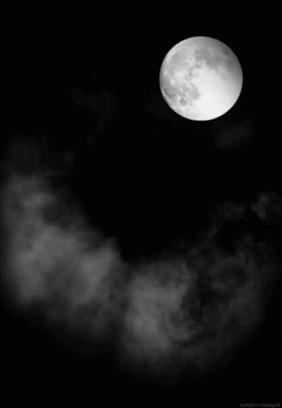 Black And White Full Moon In Cloudy Sky GIF