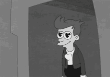 Black And White Futurama In Love GIF