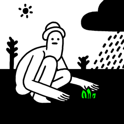 Black And White Gardening Animation GIF