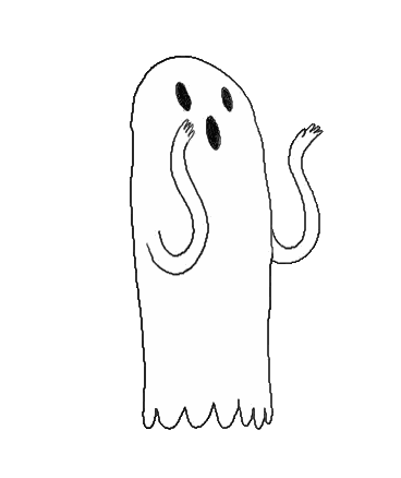 Black And White Ghost Surprised Face Sticker