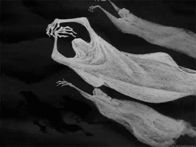 Black And White Ghosts Flying GIF