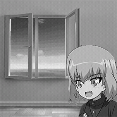 Black And White Girl At Open Window GIF