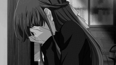 Black And White Girl Covering Face With Hands GIF