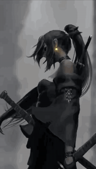 Black And White Girl Holding Sword GIF
