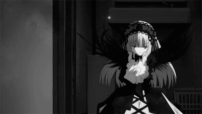Black And White Girl In Dress With Wings GIF