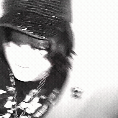 Black And White Girl In Hat And Scarf GIF