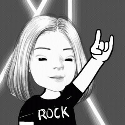 Black And White Girl In Rock Shirt GIF