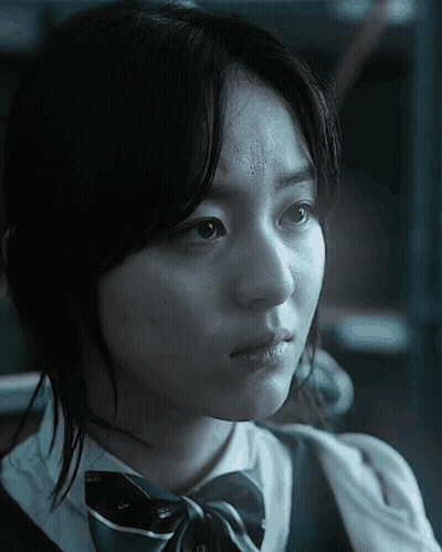 Black And White Girl In School Uniform And Bow Tie GIF