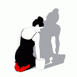 Black And White Girl Painting GIF