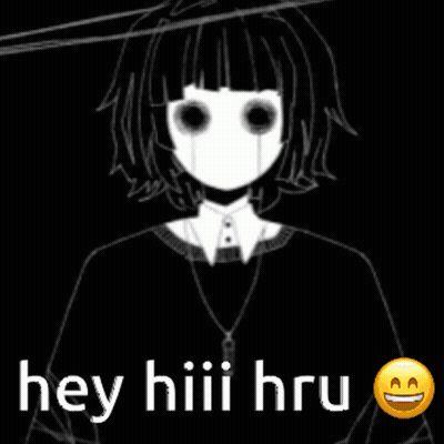 Black And White Girl With Big Eyes Saying Hey Hiii Hru GIF