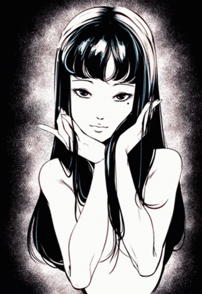 Black And White Girl With Hands On Face GIF