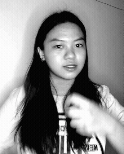 Black And White Girl With Long Hair And Men Shirt GIF
