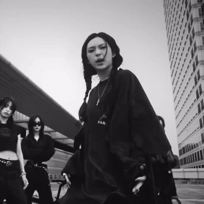 Black And White Girl With Shirt Saying Far GIF
