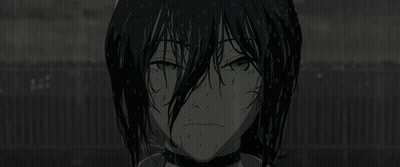Black And White Girl With Wet Hair In Rain Eyes Closed GIF