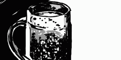 Black And White Glass Of Soda With Bubbles GIF