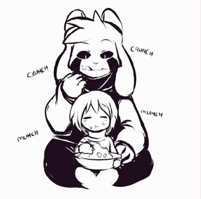 Black And White Goat Holding Cereal And Child GIF