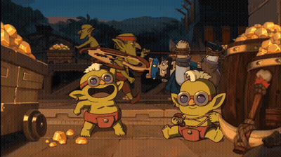 Black And White Goblins Holding Sticks GIF