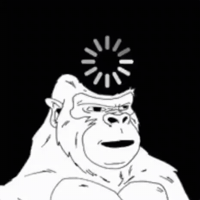 Black And White Gorilla With Loading Bar On Head GIF