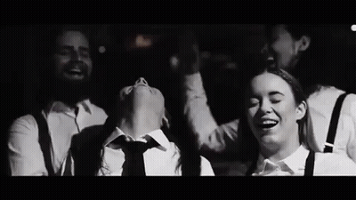 Black And White Group Laughing And Dancing GIF