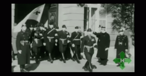 Black And White Group Of Men With Green Arrow Up GIF