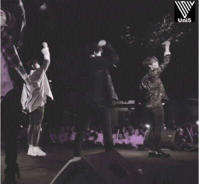 Black And White Group On Stage With Uni5 GIF