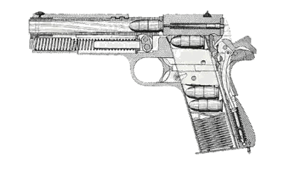 Black And White Gun With Bullets Sticker