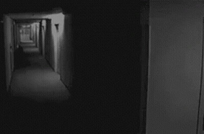 Black And White Hallway With Door GIF