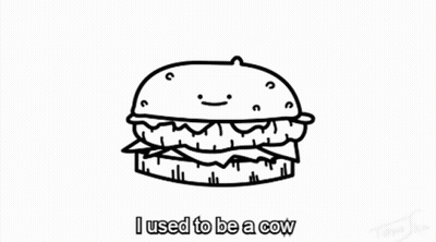 Black And White Hamburger Drawing I Used To Be A Cow GIF
