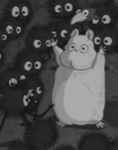 Black And White Hamster Surrounded By Eyes GIF