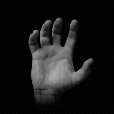 Black And White Hand Reaching In Dark GIF