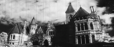Black And White Haunted House Morticia GIF