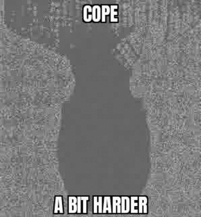 Black And White Head Saying Cope A Bit Harder GIF