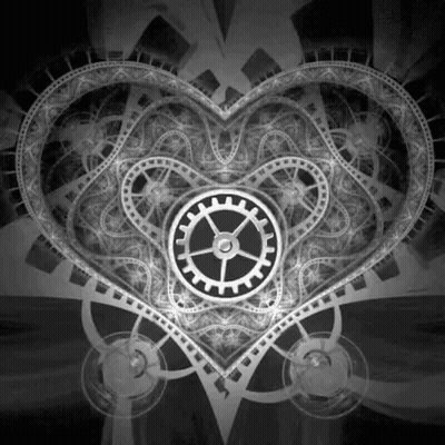 Black And White Heart With Gear GIF
